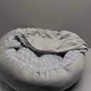 JOEJOY Small Dog Bed Cat Bed with Hooded Blanket, Cozy Cuddler Luxury Puppy Pet Bed, Donut Round Calming Anti-Anxiety Dog Burrow Cave Bed - Anti-Slip Bottom and Machine Washable 23 inch