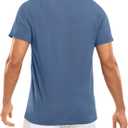 XUZHU Men's Summer Polo Shirts Short Sleeve Cotton Casual Henley T-Shirts Button Raglan Sleeve Tees (Blue, XL)