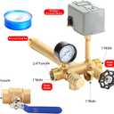 1"x 11"Well Pressure Tank Tee Kit with 40/60psi Pressure Switch,Brass Pressure Tank Installation Kit for Water Well, Fit Most pressure tanks with diameters up to 16 Inch