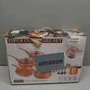 Pots and Pans Set Ultra Nonstick, Pre-Installed 11pcs Cookware Set Copper with Ceramic Coating, Stay cool handle & Nylon Kitchen Utensils, Gas/Induction Compatible, 100% PFOA Free