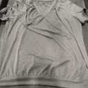 V Neck Grey Women's Long Sleeve Shirt,  XL