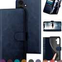 for Samsung Galaxy S24 5G Genuine Leather Wallet case RFID Blocking4 Credit Card HolderReal Leather Flip Folio Book Phone case Protective Cover Women Men for SamsungS24 case Dark Blue