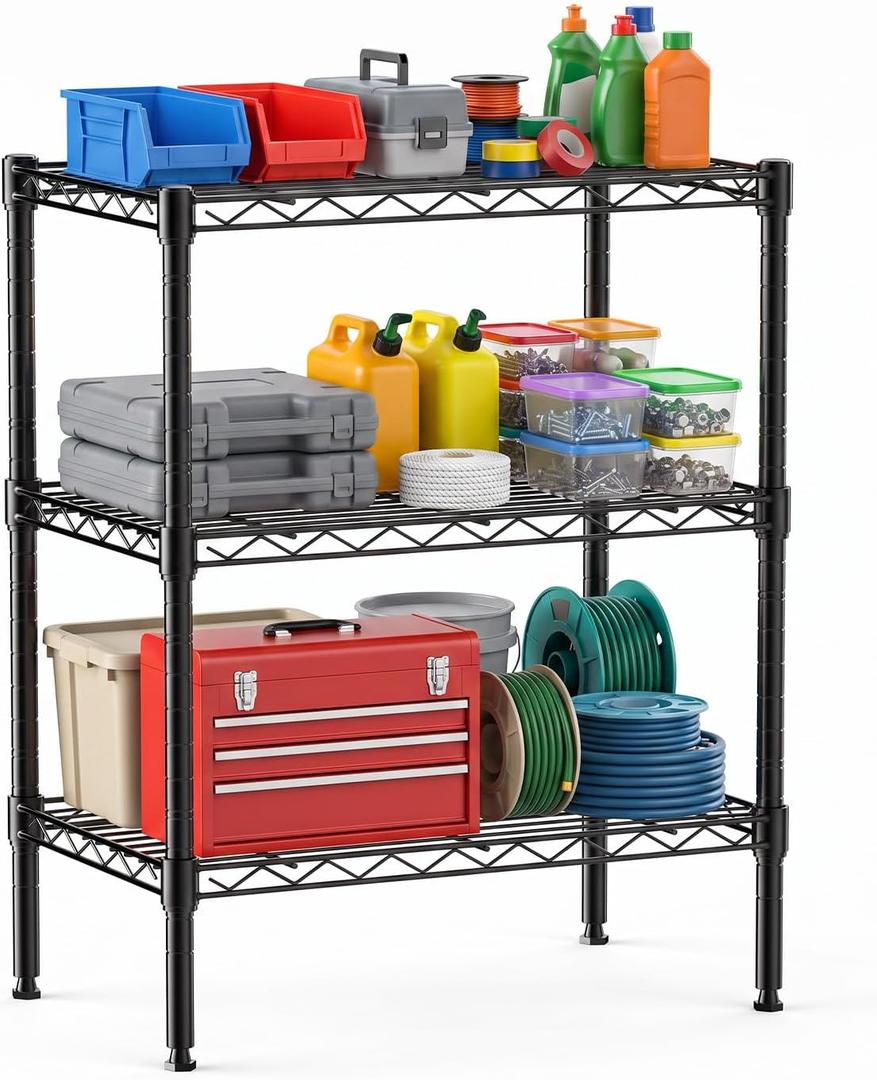 DUMOS 3-Tier Metal Storage Shelves, Shelving Unit, Storage Rack, 23.1" W