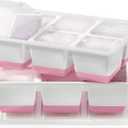 Large Ice Cube Trays 2 Pack, Easy Release 2.4" Big Ice Cubes, Stackable Ice Trays for Freezer, Silicone Cocktail, Whiskey Ice Cubes Mold with Lid, Dishwasher Safe - BPA Free (Pink)