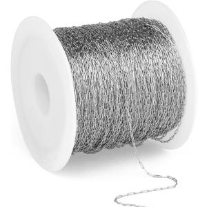 66 FT Small Stainless Steel Cable Chains Roll, 0.8mm Thin 304 Stainless Steel Oval Cable Link Chains Bulk Spool for Beading Jewelry Making DIY Craft