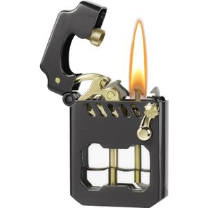 Vintage Lighter, Cool Trench Lighter, Unique Mecha Metal Rocker Lighters, Novelty Refillable Kerosene Lighters with Transparent Visible Fuel Tank, Classic Gifts for Men Dad Husband, No Oil