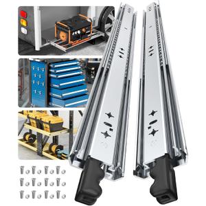 Furniware 1 Pair 265 lb Load Capacity Heavy Duty Locking Drawer Slides 40 36 30 24 20 18 Inch Full Extension Ball Bearing Drawer Glides Side Mount Rail RV Industrial Tool Box Runner, 20 Inch