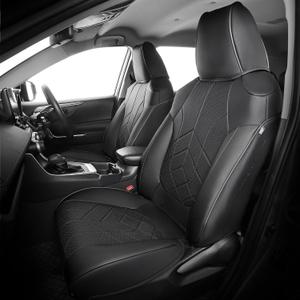 for Toyota RAV4 Seat Covers 2019 2020 2021 2022 2023 2024 2025 RAV 4 Prime & Hybrid XLE LE Limited XLE Premium (Not for XSE/SE Hybrid) - Custom Leather Car Seat Covers Full Set - Black