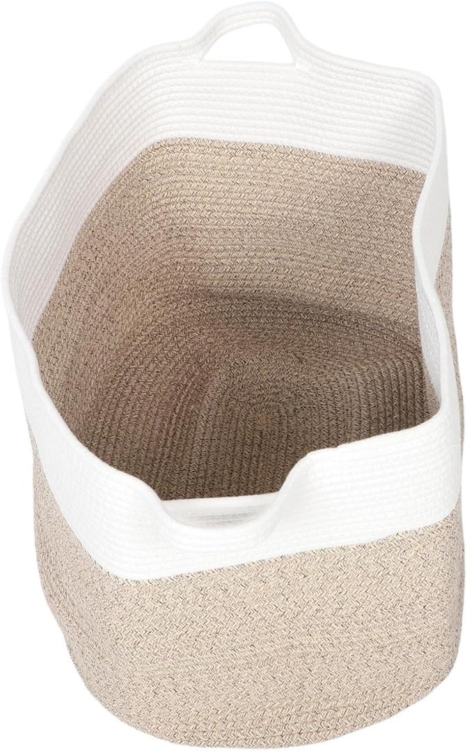 Garneck 1pcs Extra Large Cotton Rope Basket Handles Foldable Storage Bin for Toys Clothes and Laundry Stylish Woven Organizer for Home Office and Kitchen Decor