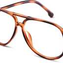 2 x livho Vintage Aviator Blue Light Blocking Glasses, Fashion Oversized Frames with UV Protection Coating, Unisex Design (*Tortoise)