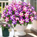 MARTINE MALL Artificial Flowers for Outdoors, 1 Potted Realistic Fake Outdoor Flowers, UV Resistant Silk Petunia Flower for Outside Look Real Faux Flower Plants in Pot for Porch Garden Decor, 20'' (Fuchsia, Rose Red)