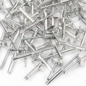 60pcs 3/16 x 1" Flange Aluminum Rivets, Self-Plugging Flange Blind Rivet, Large Open End Pop Rivets Fastener Kits for Metal, Automotive, Grip Range 11/16-3/4"