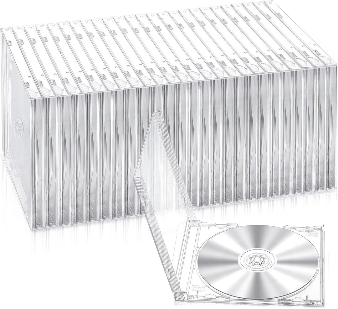 Kigley 25 Pcs 10.4 mm CD Jewel Cases Standard Single Clear CD Case DVD Cover Protection Replacement (Clear)