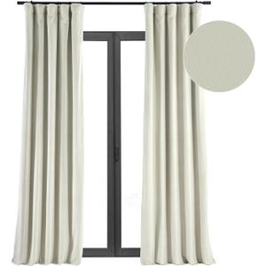 HPD Half Price Drapes Signature Velvet Thermal Blackout Curtains for Living Room 108 Inch Long (1 Panel) Rod Pocket Insulated Blackout Curtains for Bedroom Window Curtains, 50W x 108L, Porcelain White (50"W x 108"L (Pack of 1))