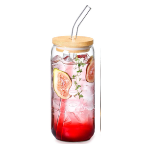 VITEVER 20 OZ Glass Cups with Bamboo Lids and Glass Straw - Beer Shaped Drinking Glasses Set, Iced Coffee Glasses, Cute Tumbler Cup, Aesthetic Coffee Bar Accessories, Gift - 1 Pack