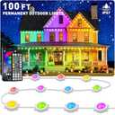 INZIDOL100FT Permanent Outdoor Lights, IP67 Waterproof,for House Roof, Christmas, Holiday, Party, Daily Lighting, Smart RGB Outdoor Lights with Remote APP Control & DIY Scenes : Tools & Home Improvement
