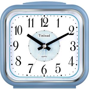 Tinload 5.5" Large Analog Alarm Clock Silent Non Ticking, Gentle Wake, Beep Sounds, Increasing Volume, Battery Operated Snooze and Manual Light, Easy Set