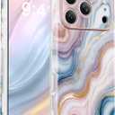GVIEWIN for iPhone 17 Pro Case Compatible with MagSafe, [Full Camera Protection][Military-Grade Protection] Shockproof Protective Slim Magnetic Marble Phone Case for 17 Pro 6.3", Swirls/Colorful