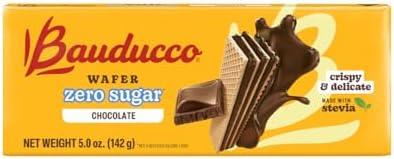 Bauducco Chocolate Wafer Cookies - Sugar Free Delicious & Crispy Wafers with 3 Delicious, Indulgent Decadent Layers of Chocolate Flavored Cream - 0g of added sugar - Great for Snacks & Dessert - No Artificial Colors or Flavors, 5oz (Pack of 10) BBD: 01/01/2026