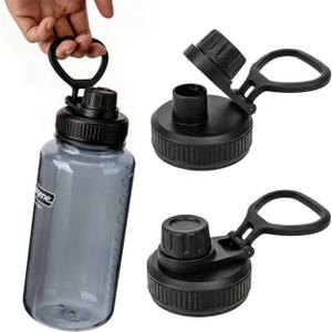 2Pack Replacement Lids for Nalgene Water Bottles 32 oz, Replacement Cap for Nalgene wide mouth bottle, Loop Top Lid, BPA Free.