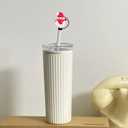 2 x 6Pcs Christmas Straw Covers, Glow in The Dark Xmas Straw Toppers Snowman Snowflake Christmas Tree Straw Tips Lids Reusable Silicone Straw Cover Caps 10mm Christmas Topper Set for Stanley Decorations