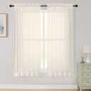 Cream Sheer Curtains 63 Inch Length 2 Panels Set for Living Room Bedroom, Airy Soft Light Filtering Sheer Dining Room Curtains, Modern Rod Pocket Drapes, Cream, Each 42" Wx63 L Cream