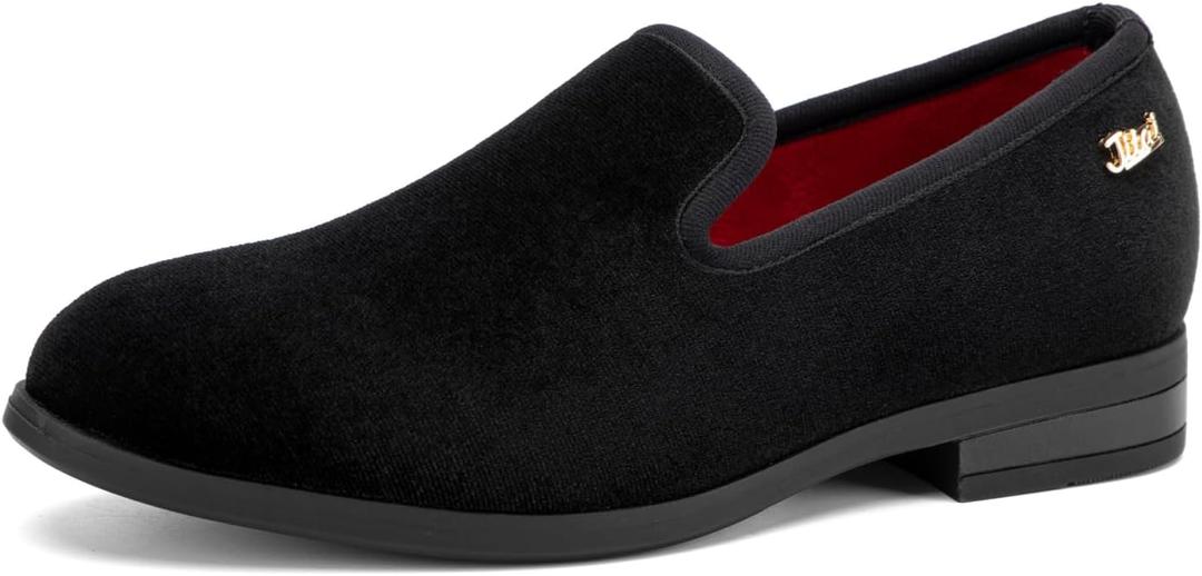 JITAI Velvet Boy's Loafers Slip-On Dress Shoes Wedding Formal Tuxedo Shoes for Boys, Black/17, 2 US