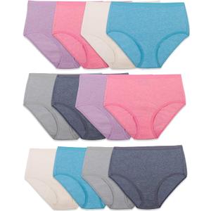 Fruit of the Loom Women's Beyondsoft Underwear, Super Soft Designed with Comfort in Mind, in Plus Size (10, Brief - Cotton Blend - 12 Pack - Colors May Vary)