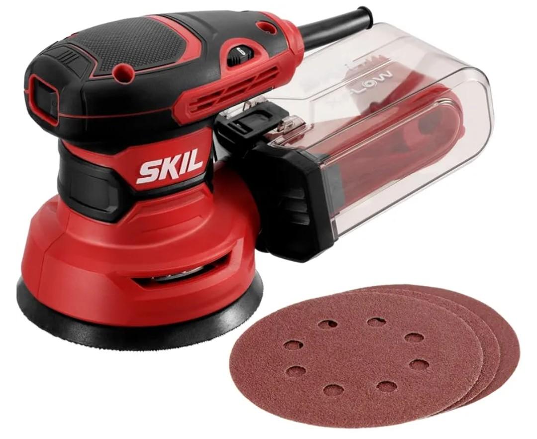 SKIL 5” Random Orbital Sander with Cyclonic Dust Box & 3pc Sanding Sheet - SR211601, Multicolor