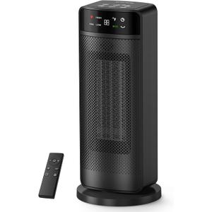 1500W Space Heaters for Indoor Use, PTC Ceramic Electric Heater Fast Heating with Remote, ECO, 59-95F Digital Thermostat, Child Lock, 24H Timer, Oscillating Portable Electric Heater for Large Room (BLACK)