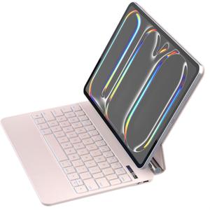 ZENLU iPad Pro 11 M4 2024 Case with Keyboard Pink, Magic-Style Keyboard, Multi-Touch Trackpad, Floating Cantilever Stand, Smart Backlit Keyboard Case for 11" iPad Pro 5th Gen