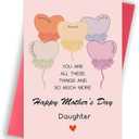 Funny Mother's Day Card for Daughter Stepdaughter, Lovely Heart Balloons Daughter Mother's Day Card for Women Her, Unique Mothers Day Cards Gifts from Mom Dad, Set of 2