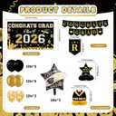 Graduation Decorations 2026 Set: Class of 2026 Decorations with Congrats Grad Banner Backdrop Balloons Cupcake Toppers Hanging Swirls Honeycomb Centerpieces for Grad Party Decorations