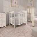 Dream On Me Violet 4-in-1 Convertible Mini Baby Crib in White, Pinewood, 1 Mattress Pad, 3 Mattress Heights, Converts to Mini Day Bed & Twin-Size Bed, GreenGuard Gold & BSA Certified