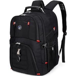 SHRRADOO Extra Large 50L Travel Laptop Backpack with combination lock, College Backpack Airline Approved Business Work Bag Fit 17 Inch Laptops for Men Women,Black