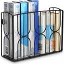 DEAYOU Kitchen Wrap Organizer Rack Wall Mount, Cabinet Door Storage Basket, Sturdy Metal Aluminum Foil Holder for Sandwich Bag, Wax Paper, Plastic Wrap, Food Bag, Cutting Boards, Black