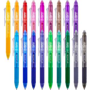 ParKoo 18 Colors Retractable Erasable Gel Pens Clicker, Fine Point 0.7mm, Make Mistakes Disappear, Comfort Grip for Journaling Drawing Writing Planners