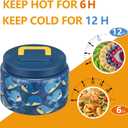 PIQUEBAR 8oz Kids Thermo for Hot Food,Small Lunch Thermos Food Container Stainless Steel,Easy Open Wide Mouth Thermo for Hot Cold Food for Preschool Travel (Blue Whale)