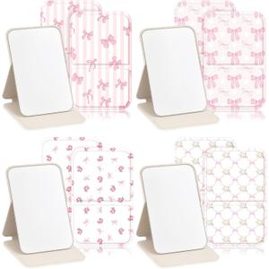 Geelin 12 Pcs Compact Mirror Bulk Mini Pocket Mirrors for Women Travel Folding Mirror Portable Hand Mirrors for Party Gift Camping Office Home(Pink Bow)