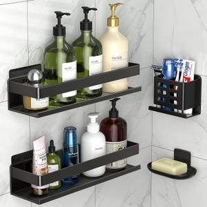 Shower Caddy,Shower Shelf 4 Pack - Bathroom Shower Shelf Rust-Proof Aluminum Adhesive Installation No Drilling Required, Suitable for Bathroom Storage and Home Decoration, 4-Piece Set