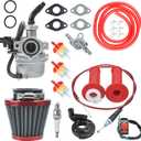 PZ19 Carburetor Carb Air Filter Throttle Handle Grips Cable for 50cc 70cc 90cc 110cc 125cc Tao Tao GK110 Baja SSR Apollo Coolster Chinese Four Wheeler ATV Go Kart CRF50 XL70 Dirt Pit Bike Red