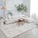 RUG BRANCH Nimbus 4'x6' (Exact Size: 3'11" x 5'7") Floral Indoor Area Rug, Cream Grey - Living Room, Bedroom, Dining Room, and Kitchen