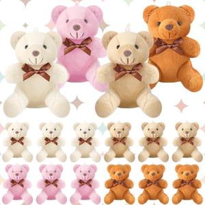 Skylety 16 Pcs Bear Stuffed Animal Mini 4 Inch Bear Bulk Keychain Gift for Wedding Baby Shower Birthday Party Favor(Simple Style)