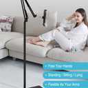 Tablet Floor Stand with 5LB Metal Base, Overhead Bed Phone Stand Angle Height Adjustable Holder, Universal Floor Stand Compatible with iPhone iPad Pro Air Mini, Samsung Tab, Kindle, E-Readers