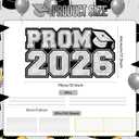 Prom 2026 Yard Sign with Stakes, Large Black and Silver Prom Decorations for Yard, Waterproof Corrugated Plastic Outdoor Lawn Decor, Graduation Party Photo Booth Backdrop, High School Dance Supplies 31"x17"