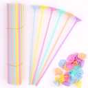 100 pcs 13inch Plastic Colorful Balloon Sticks Holders and Cups for Party, Wedding, Anniversary Decoration