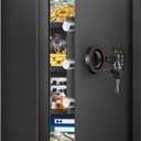 [23.6" Tall] Large Safe Box with LED Light, Anti-theft Home Safes with Programmable Keypad, Spare Keys and 3 Removable Shelves, Digital Security Safes for Home Money Firearm Documents Medicines