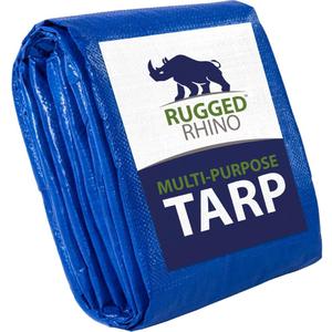 RUGGED RHINO All Weather 100% Waterproof Heavy Duty Tarp, 10x20, UV Temperature Resistant Tarps, High Durability Multipurpose Cover, for Home Outdoor Winter Snow Clean Up, Camping, 5 Mil, 1 Pack, Blue