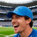 Football Fan Hat,Embroidered Adjustable Football Cap for Men, Women,Cotton Trucker Cap,Game Day Gift (Blue, L)