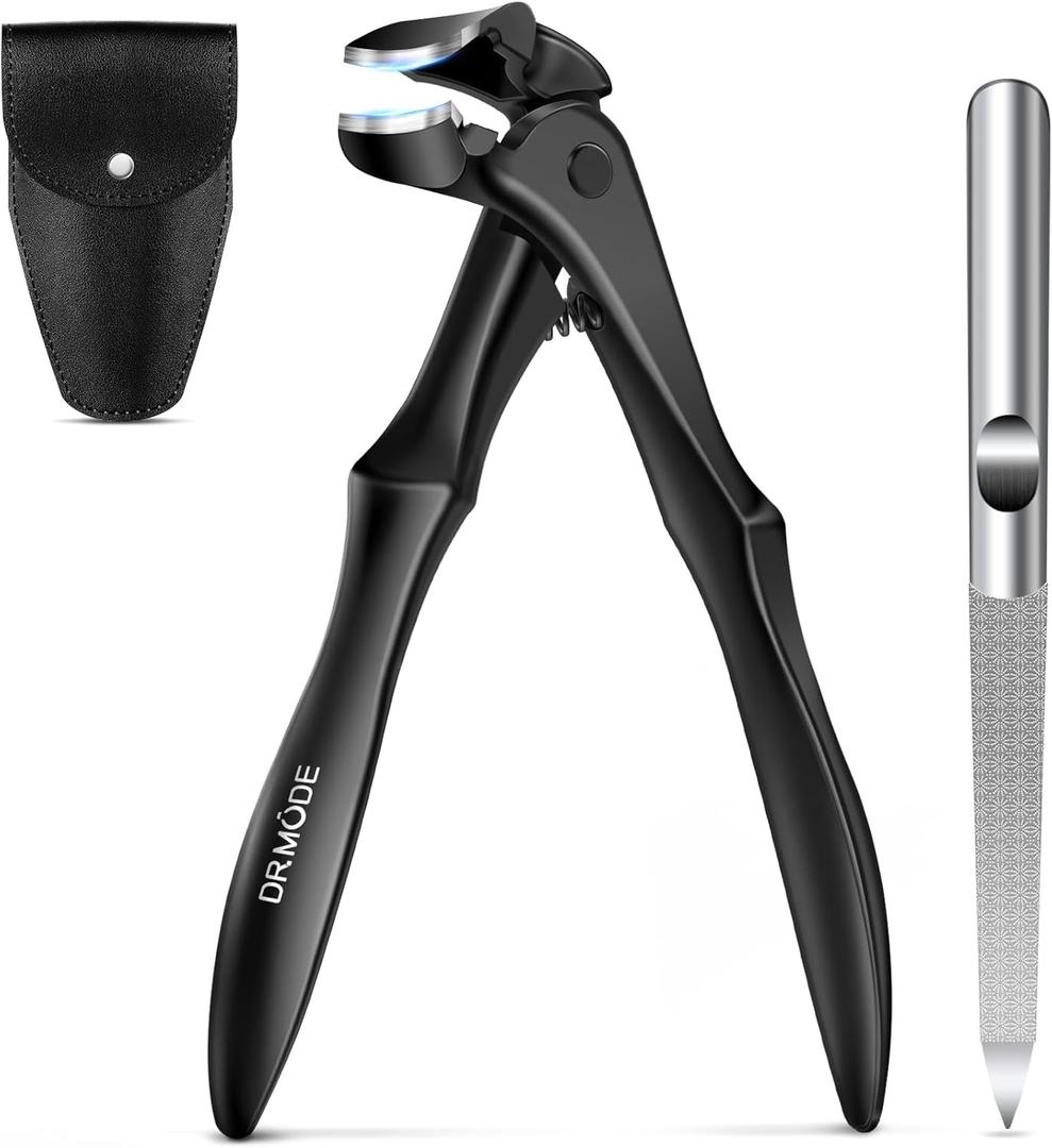 DRMODE Toenail Clippers for Thick Toenails for Seniors, Upgraded Long Handled Angled Head Toe Nail Clippers for Men Thick Nails with Wide Opening, Large Finger Nail Clippers Adult with Catcher